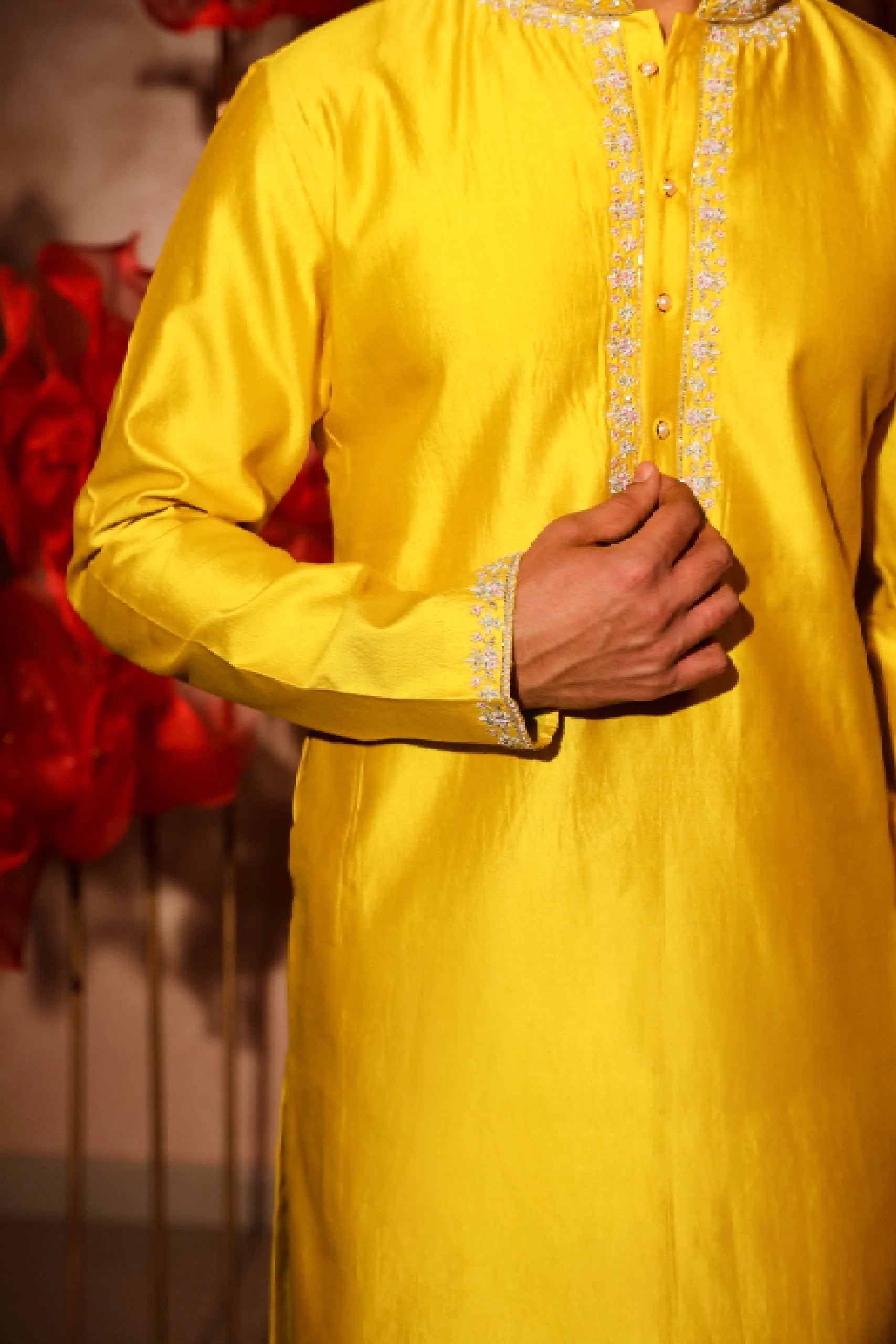 Yellow Embroided kurta Set