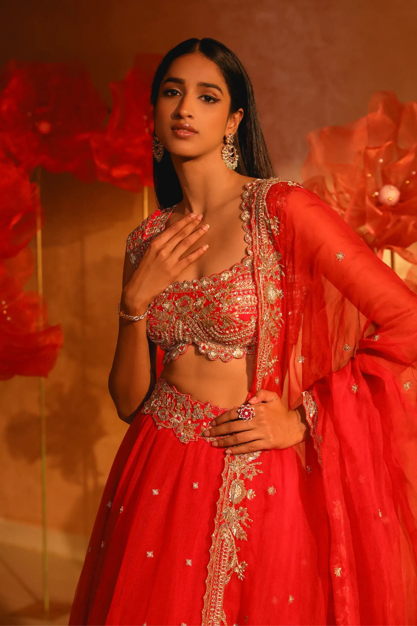 Exquisite Red Lehenga Set