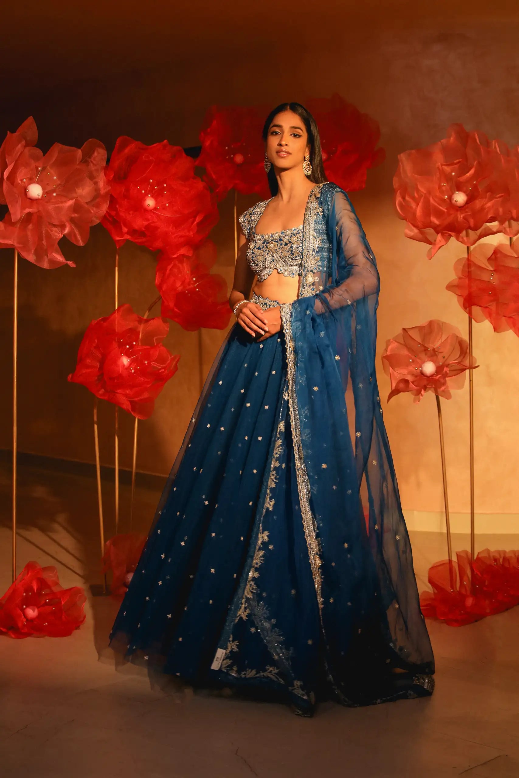 Elegant Teal Blue Lehenga Set