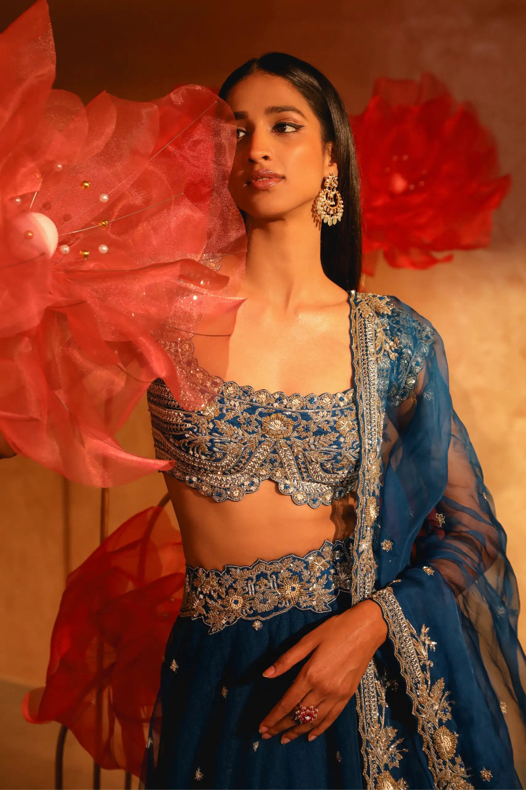 Elegant Teal Blue Lehenga Set