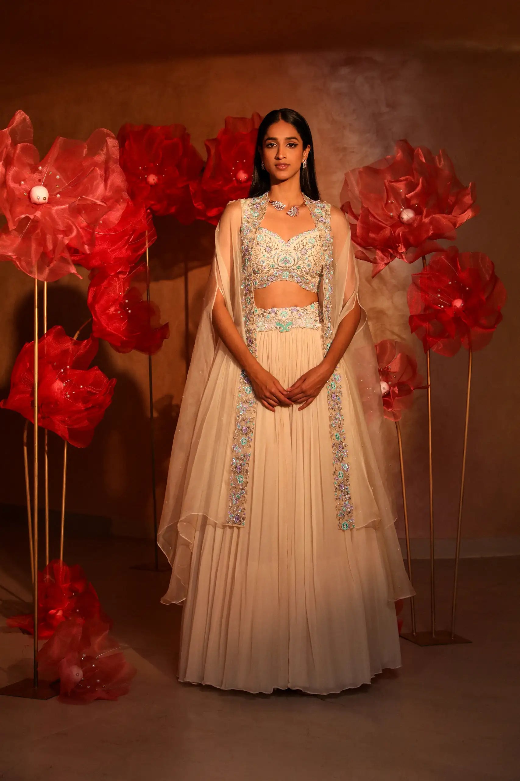 Illuminating Ivory Lehenga and Cape Set