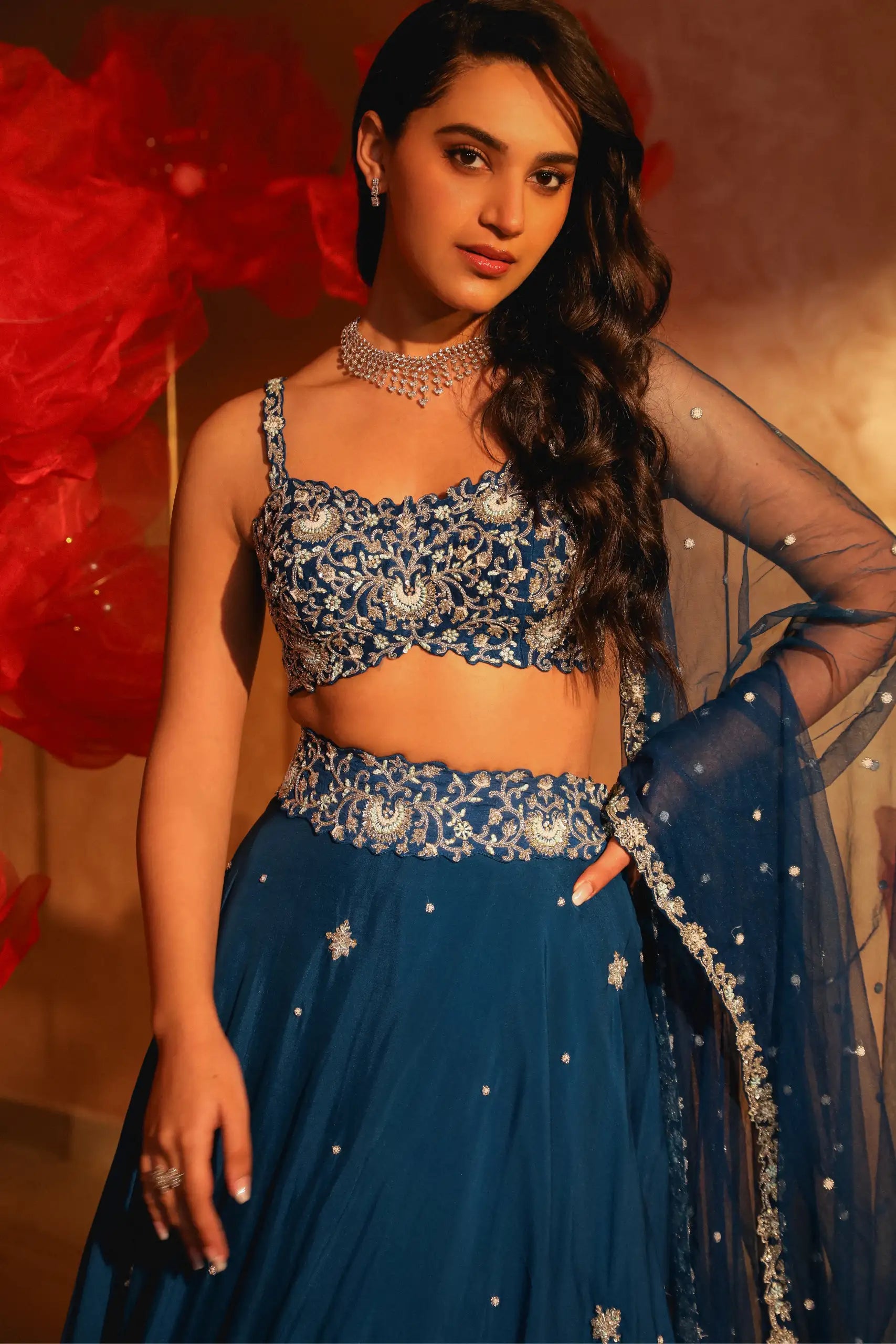 Lavish Teal Blue Lehenga Set