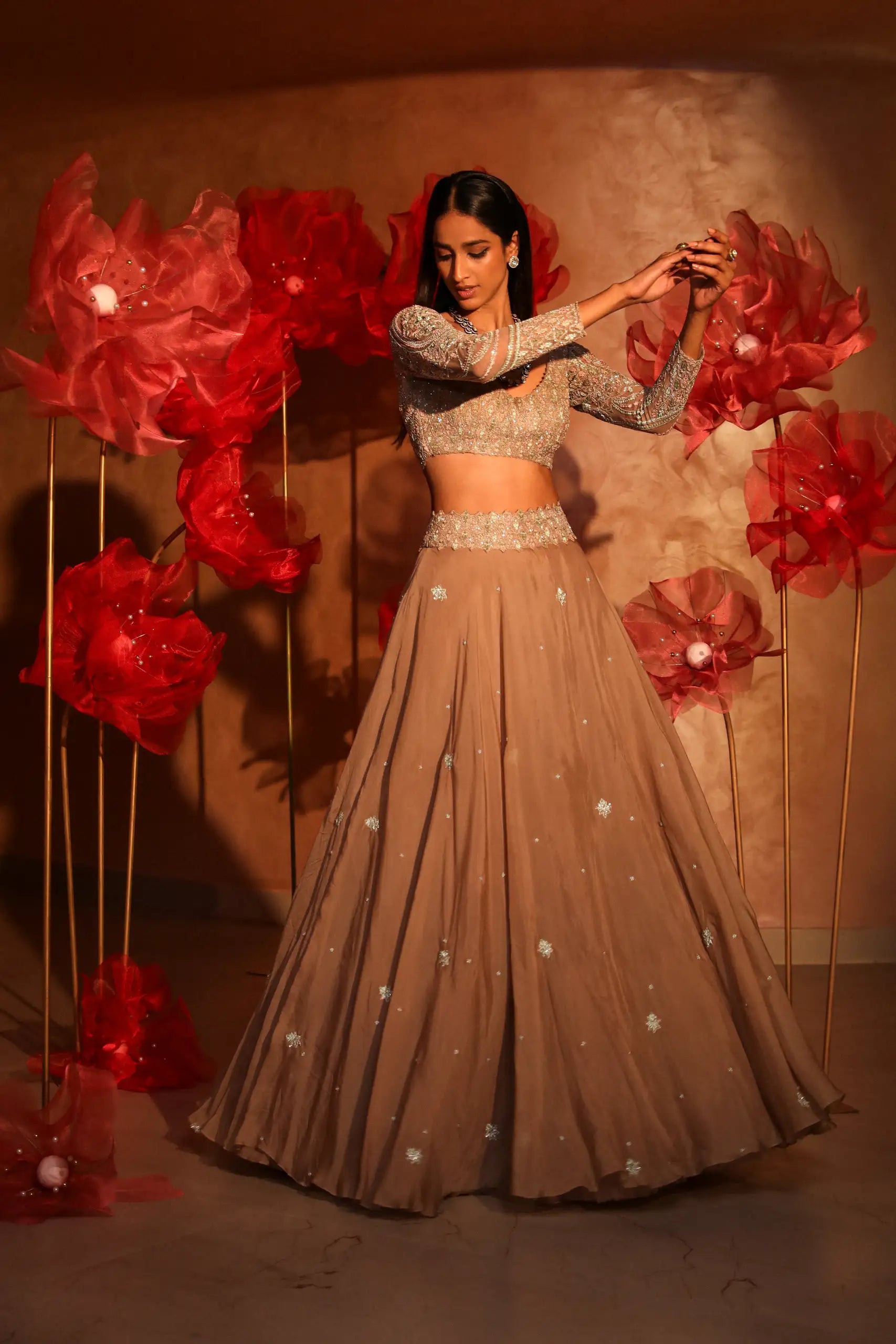 Chic Cholocate Brown Lehenga Set